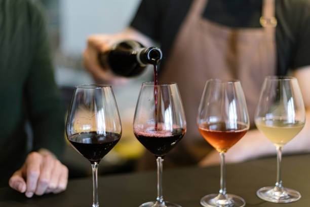Wine glasses and bottles at Craft and Fire